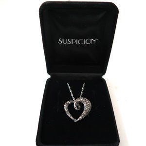 SUSPICION 925 Sterling silver Marcasite heart necklace